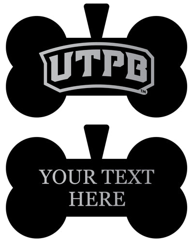 University of Texas of the Permian Basin Personalized Matte Black Bone Dog Tag – Engraved Officially Licensed Collegiate Pet ID 