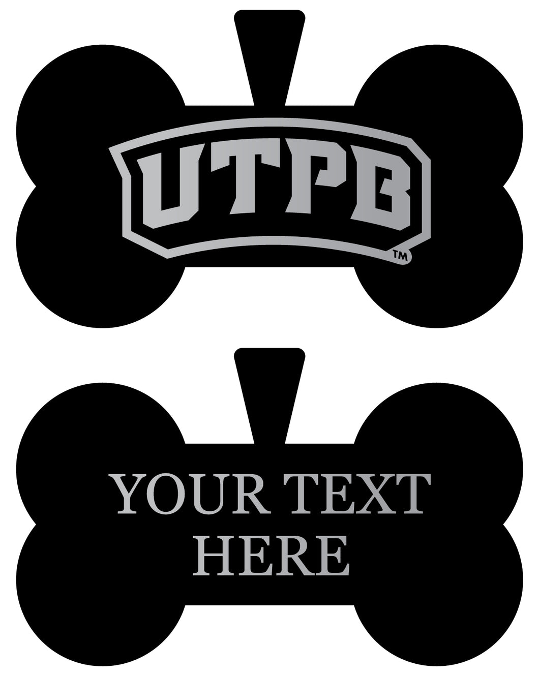 University of Texas of the Permian Basin Personalized Matte Black Bone Dog Tag – Engraved Officially Licensed Collegiate Pet ID 