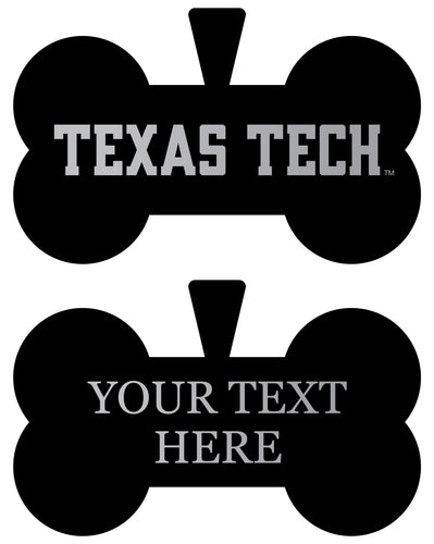 Texas Tech Red Raiders Personalized Matte Black Bone Dog Tag – Engraved Officially Licensed Collegiate Pet ID 