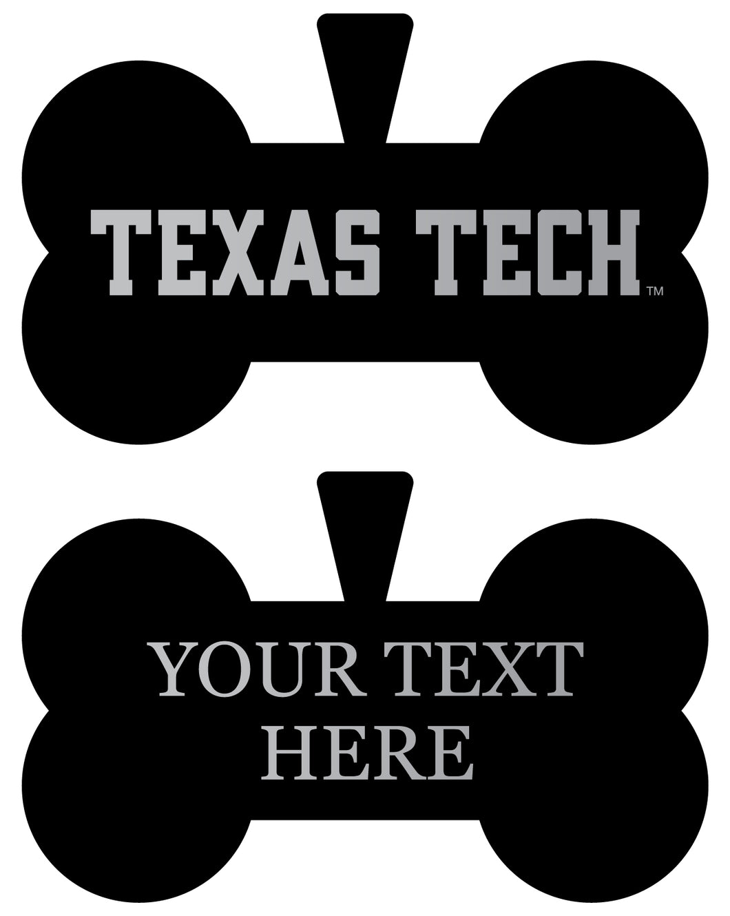 Texas Tech Red Raiders Personalized Matte Black Bone Dog Tag – Engraved Officially Licensed Collegiate Pet ID 