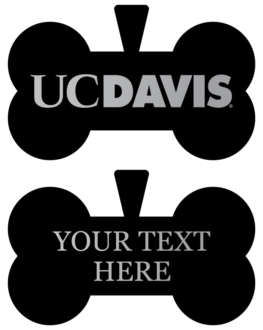 UC Davis Aggies Personalized Matte Black Bone Dog Tag – Engraved Officially Licensed Collegiate Pet ID 