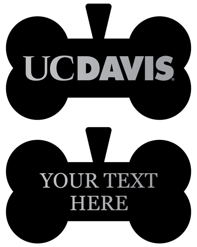 UC Davis Aggies Personalized Matte Black Bone Dog Tag – Engraved Officially Licensed Collegiate Pet ID 