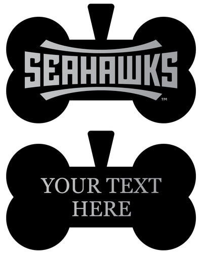 North Carolina Wilmington Seahawks Personalized Matte Black Bone Dog Tag – Engraved Officially Licensed Collegiate Pet ID 