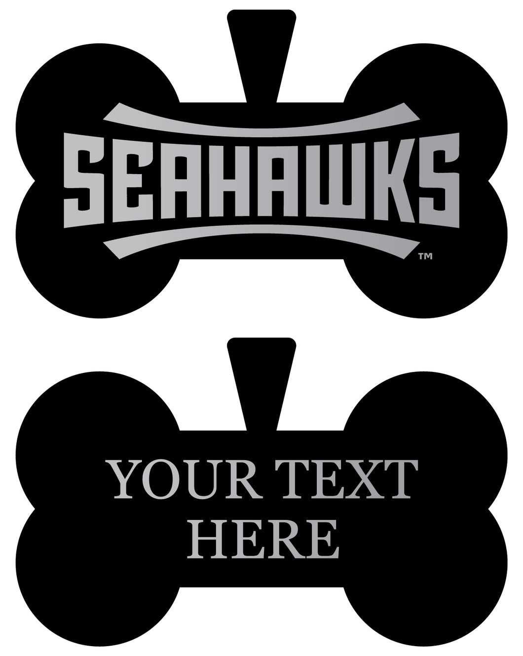 North Carolina Wilmington Seahawks Personalized Matte Black Bone Dog Tag – Engraved Officially Licensed Collegiate Pet ID 