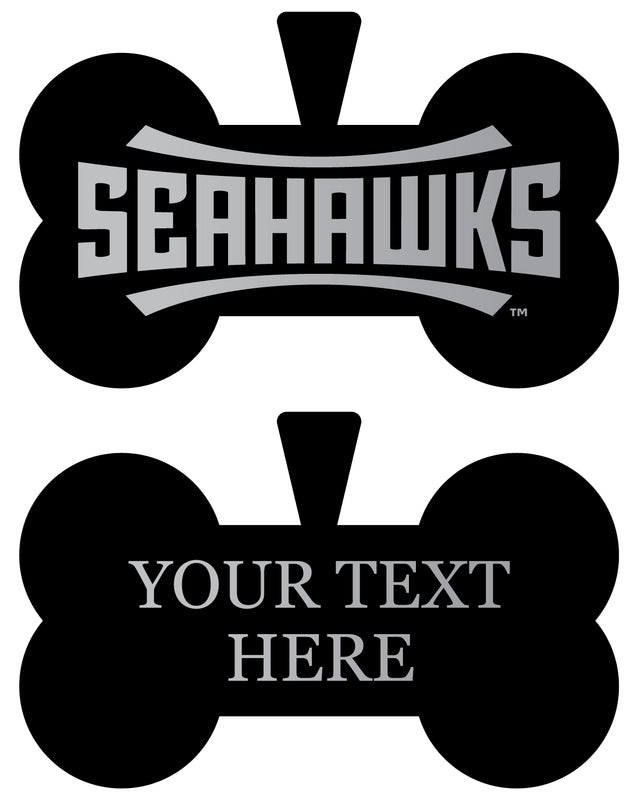 North Carolina Wilmington Seahawks Personalized Matte Black Bone Dog Tag – Engraved Officially Licensed Collegiate Pet ID 