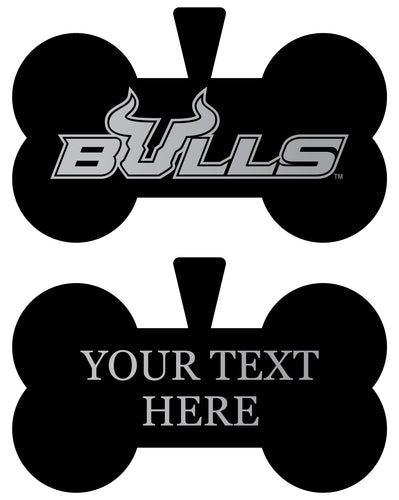 South Florida Bulls Personalized Matte Black Bone Dog Tag – Engraved Officially Licensed Collegiate Pet ID 