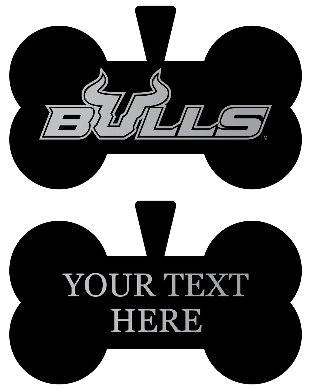 South Florida Bulls Personalized Matte Black Bone Dog Tag – Engraved Officially Licensed Collegiate Pet ID 