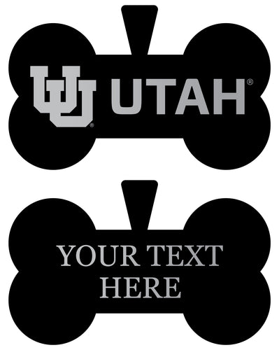 Utah Utes Personalized Matte Black Bone Dog Tag – Engraved Officially Licensed Collegiate Pet ID 