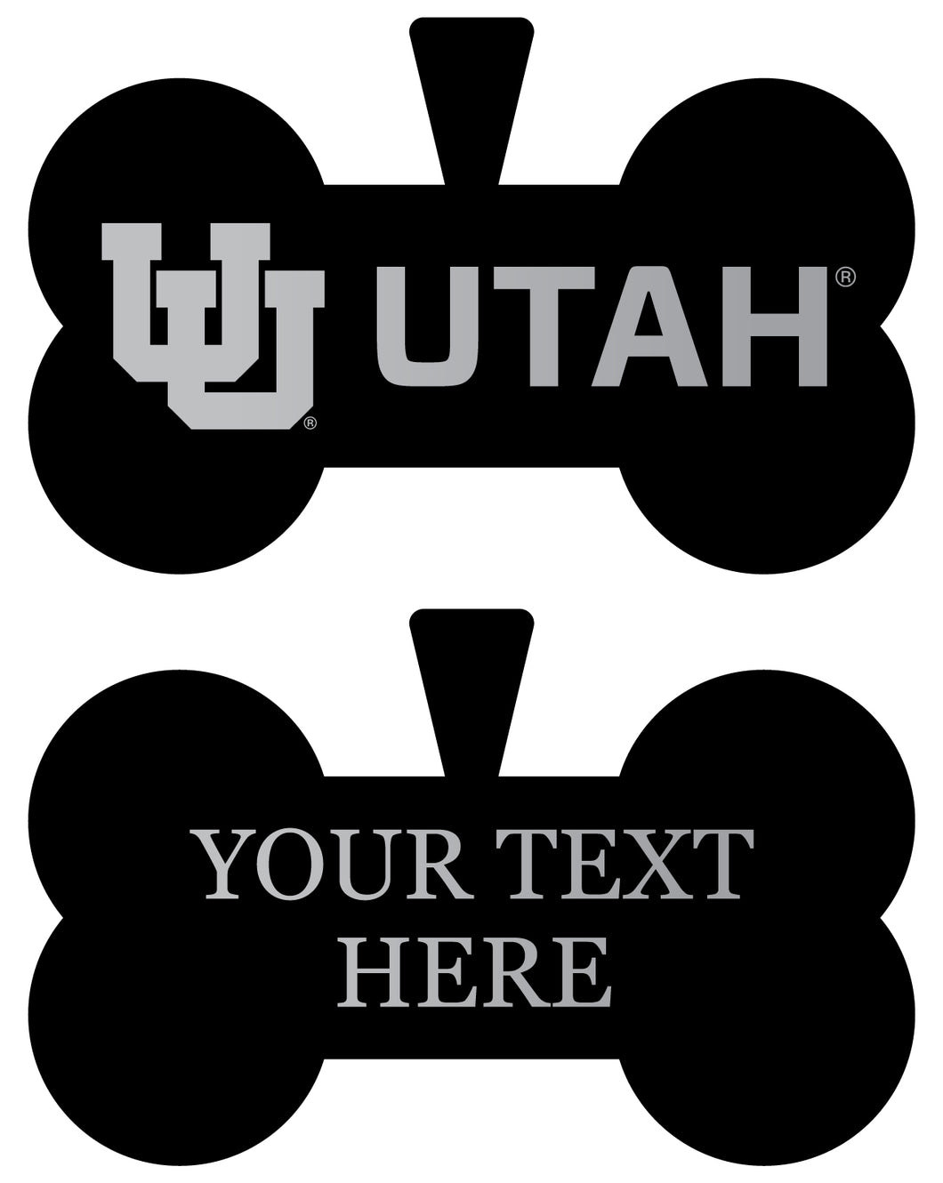 Utah Utes Personalized Matte Black Bone Dog Tag – Engraved Officially Licensed Collegiate Pet ID 