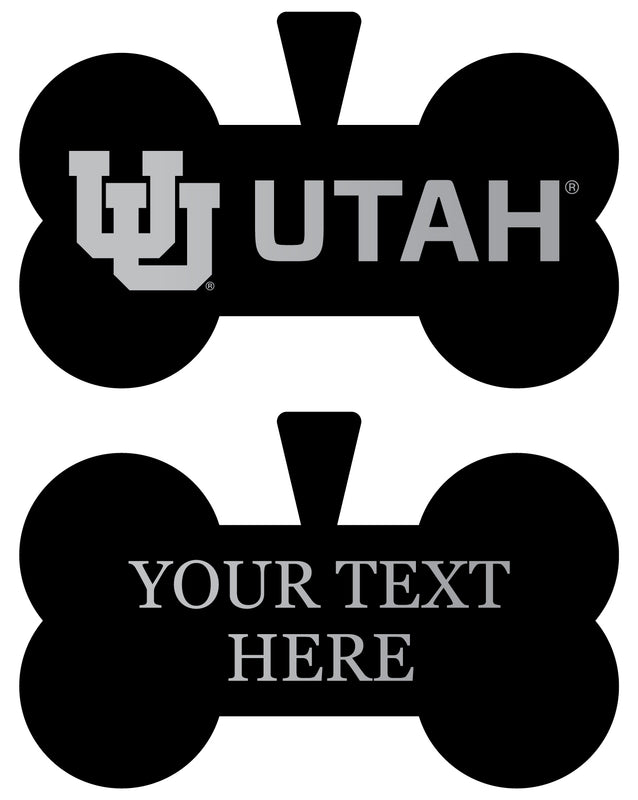 Utah Utes Personalized Matte Black Bone Dog Tag – Engraved Officially Licensed Collegiate Pet ID 