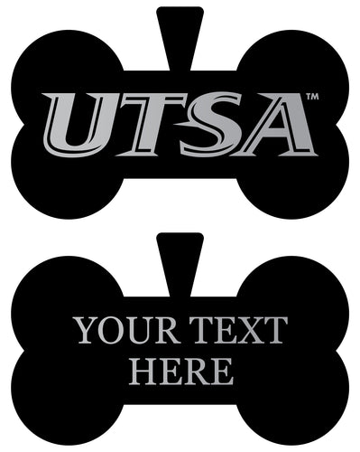UTSA Road Runners Personalized Matte Black Bone Dog Tag – Engraved Officially Licensed Collegiate Pet ID 