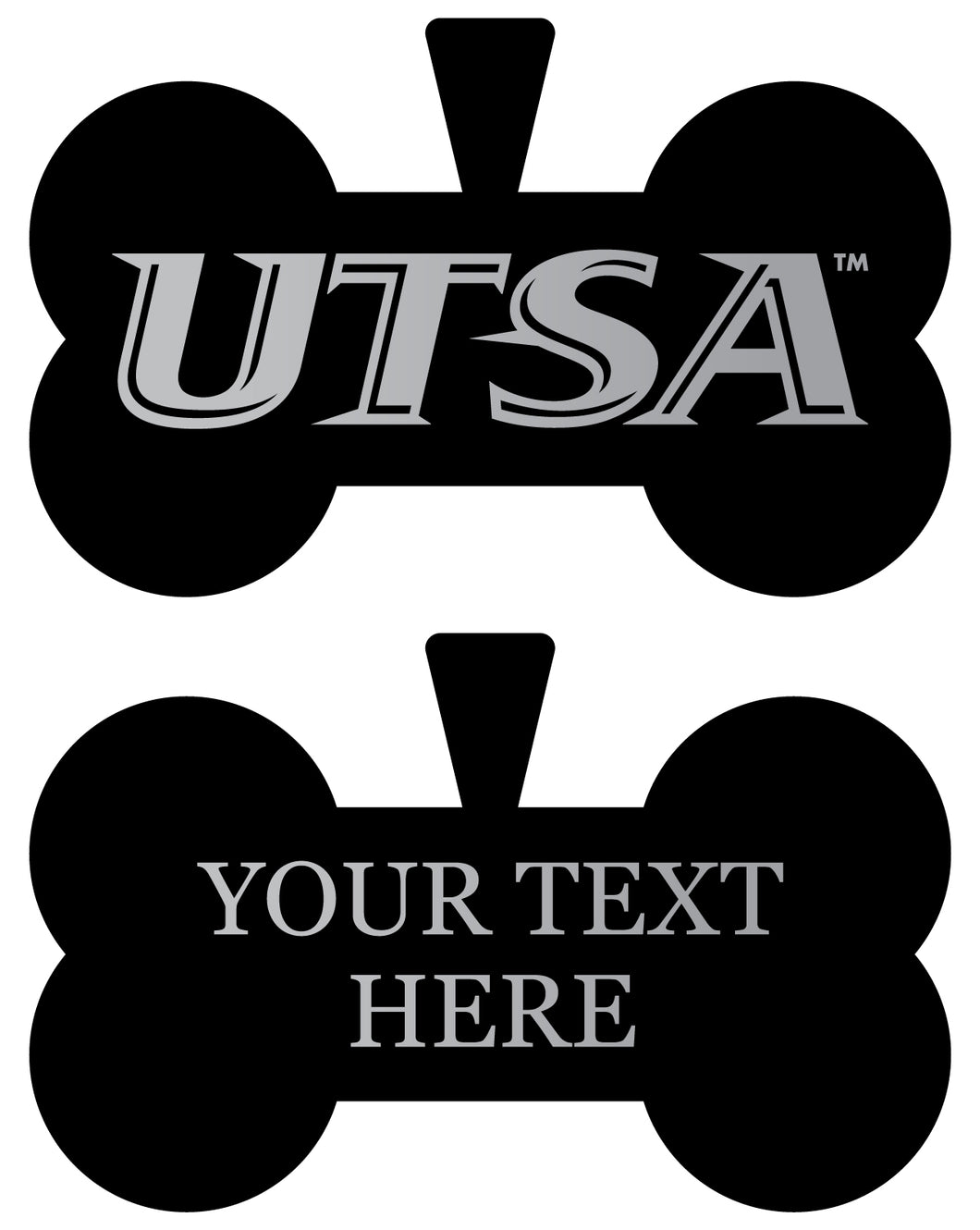 UTSA Road Runners Personalized Matte Black Bone Dog Tag – Engraved Officially Licensed Collegiate Pet ID 