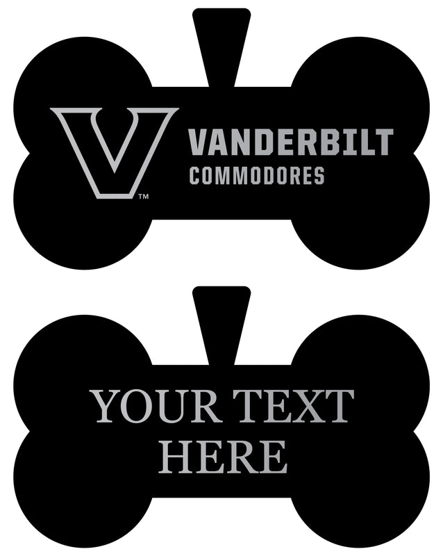 Vanderbilt University Personalized Matte Black Bone Dog Tag – Engraved Officially Licensed Collegiate Pet ID 