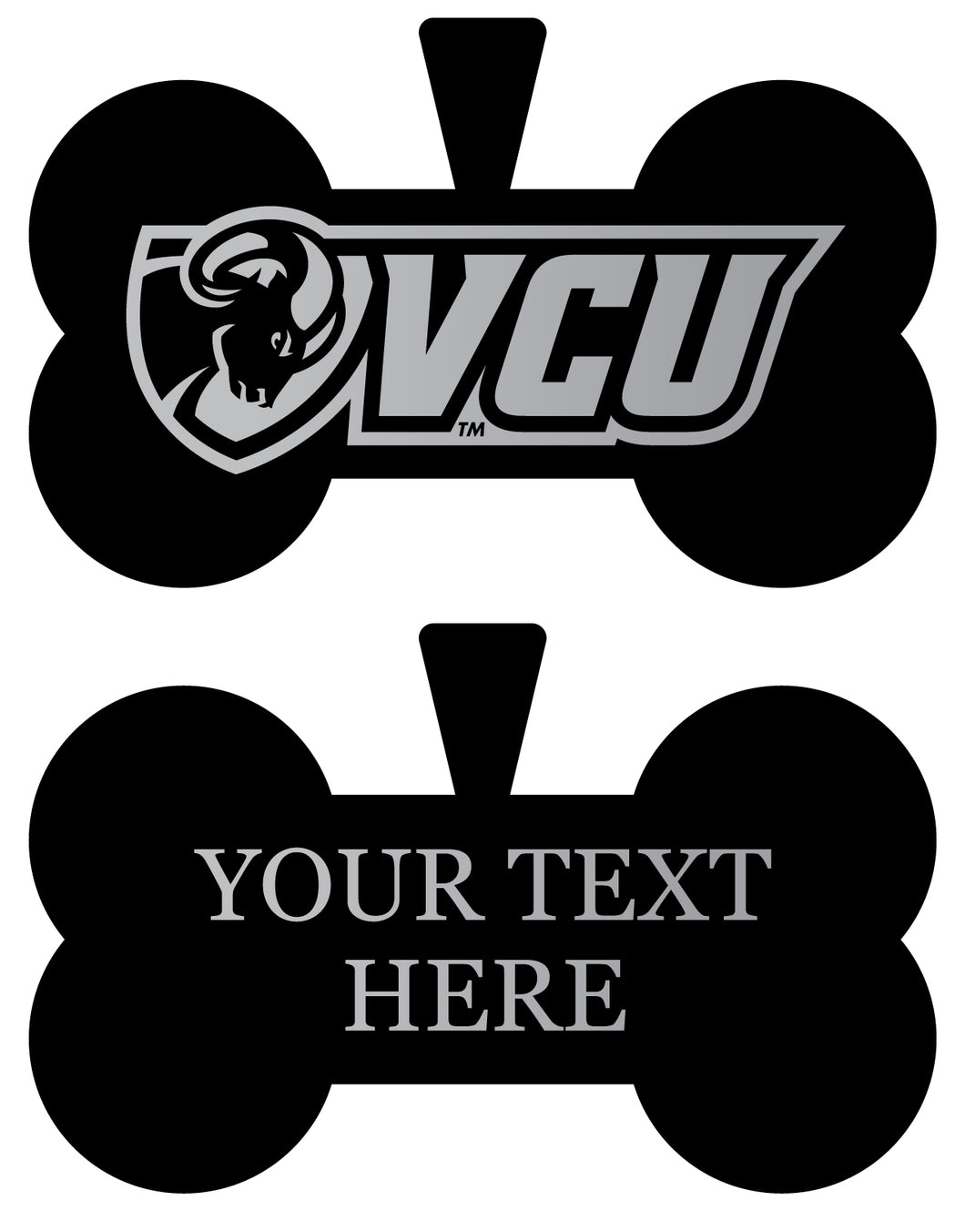 Virginia Commonwealth Personalized Matte Black Bone Dog Tag – Engraved Officially Licensed Collegiate Pet ID 