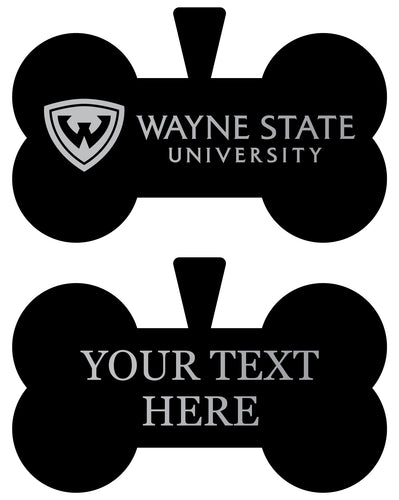 Wayne State Personalized Matte Black Bone Dog Tag – Engraved Officially Licensed Collegiate Pet ID 