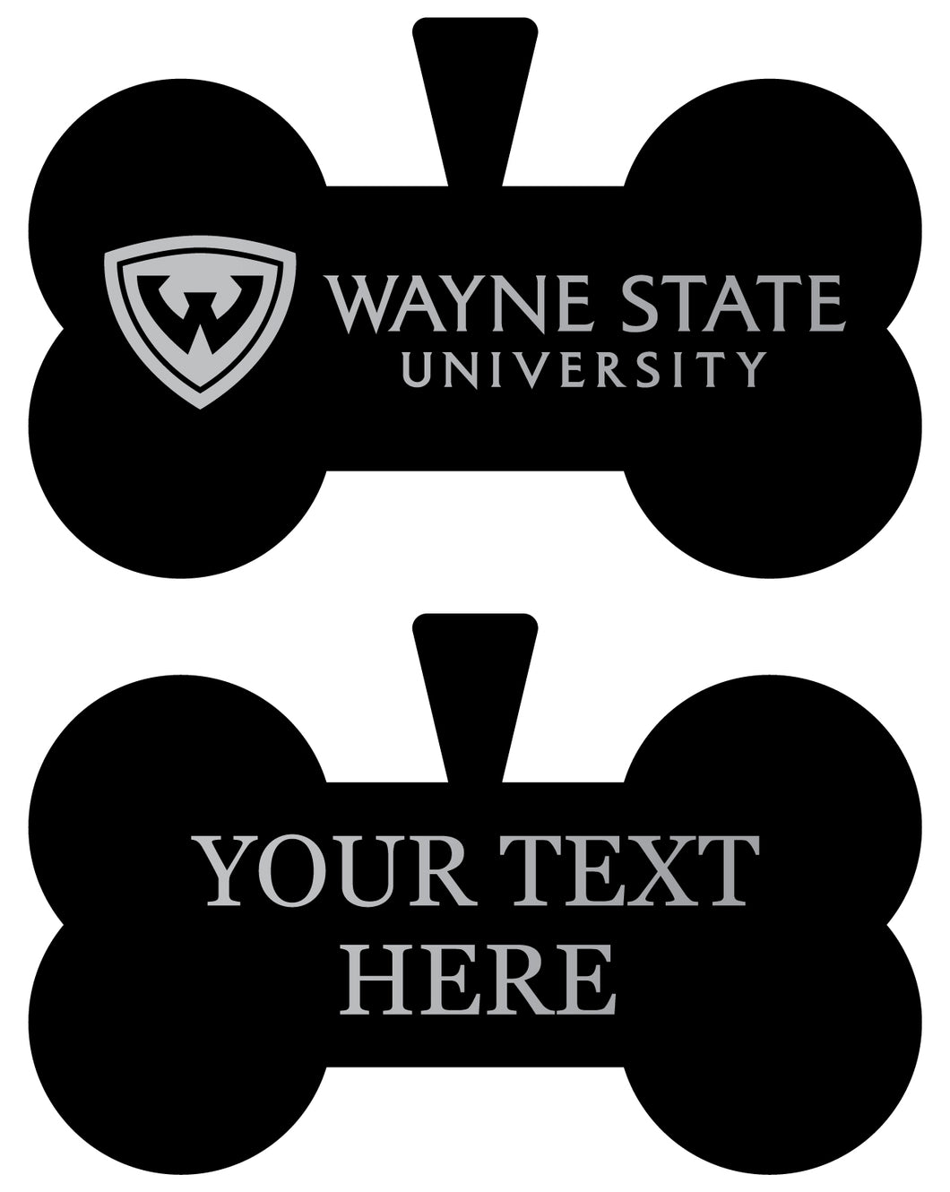 Wayne State Personalized Matte Black Bone Dog Tag – Engraved Officially Licensed Collegiate Pet ID 
