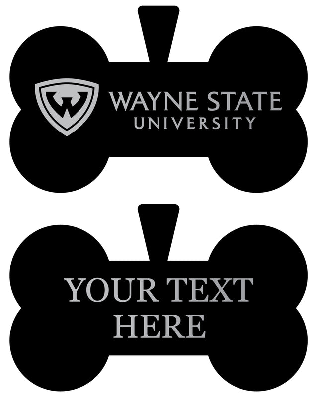 Wayne State Personalized Matte Black Bone Dog Tag – Engraved Officially Licensed Collegiate Pet ID 