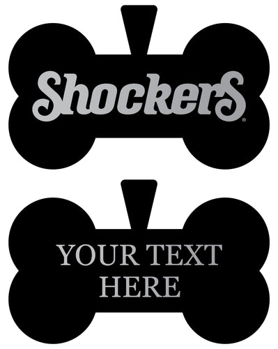 Wichita State Shockers Personalized Matte Black Bone Dog Tag – Engraved Officially Licensed Collegiate Pet ID 