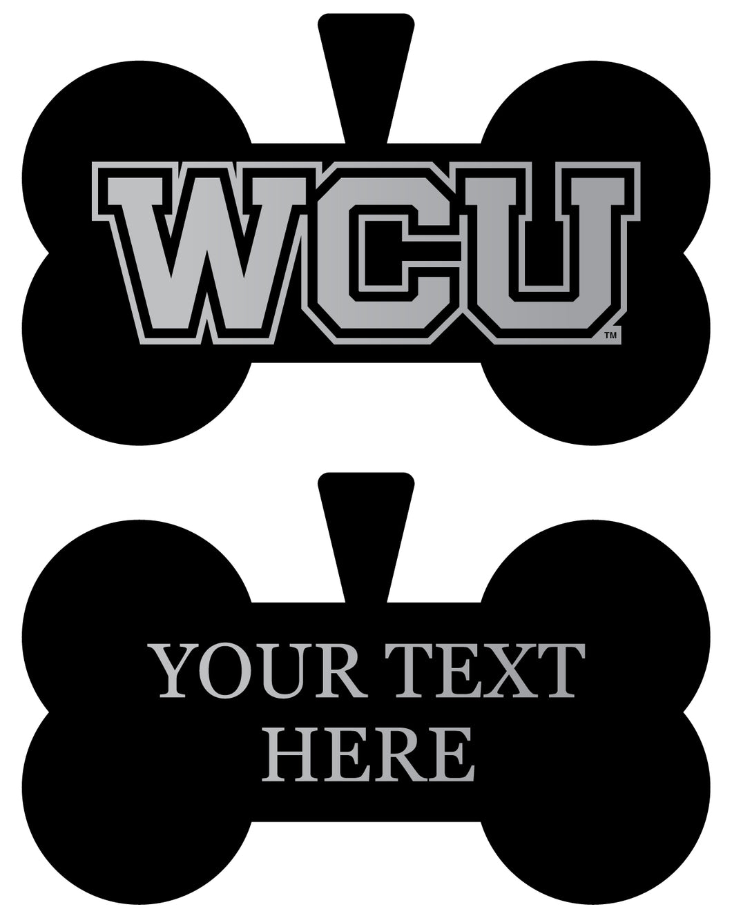 Western Carolina University Personalized Matte Black Bone Dog Tag – Engraved Officially Licensed Collegiate Pet ID 