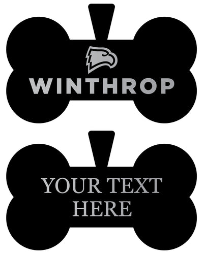 Winthrop University Personalized Matte Black Bone Dog Tag – Engraved Officially Licensed Collegiate Pet ID 