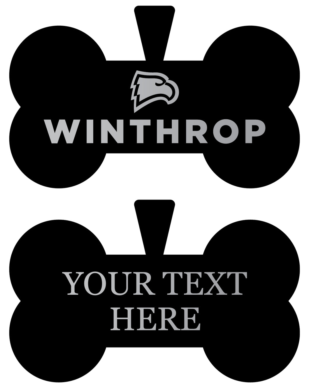 Winthrop University Personalized Matte Black Bone Dog Tag – Engraved Officially Licensed Collegiate Pet ID 