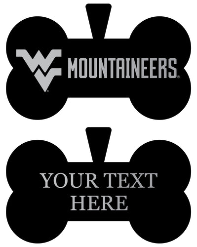 West Virginia Mountaineers Personalized Matte Black Bone Dog Tag – Engraved Officially Licensed Collegiate Pet ID 