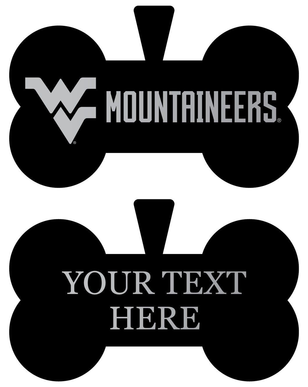 West Virginia Mountaineers Personalized Matte Black Bone Dog Tag – Engraved Officially Licensed Collegiate Pet ID 