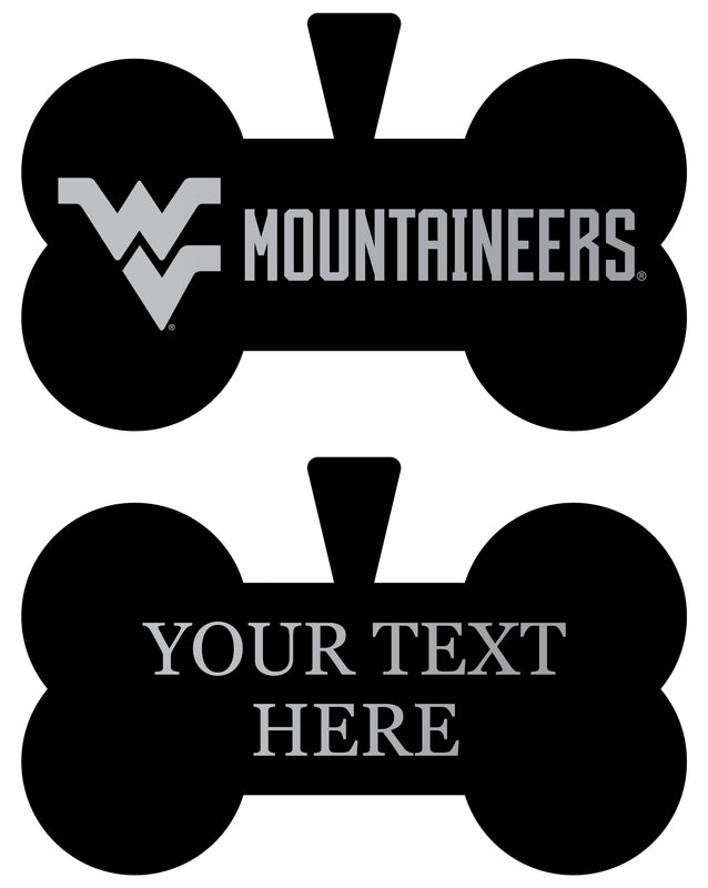 West Virginia Mountaineers Personalized Matte Black Bone Dog Tag – Engraved Officially Licensed Collegiate Pet ID 