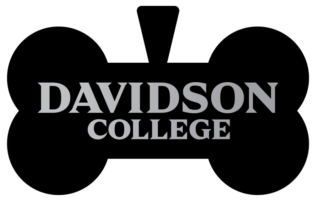 Davidson College Dog Tag Matte Black Bone-shaped Engraved Officially Licensed 