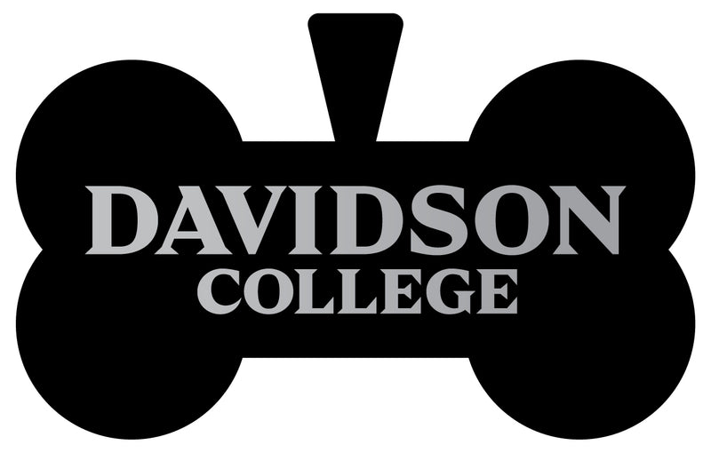 Davidson College Dog Tag Matte Black Bone-shaped Engraved Officially Licensed 