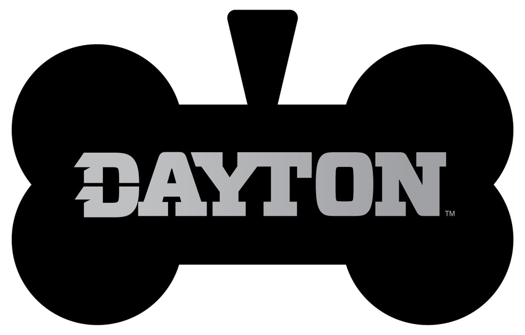 Dayton Flyers Dog Tag Matte Black Bone-shaped Engraved Officially Licensed 