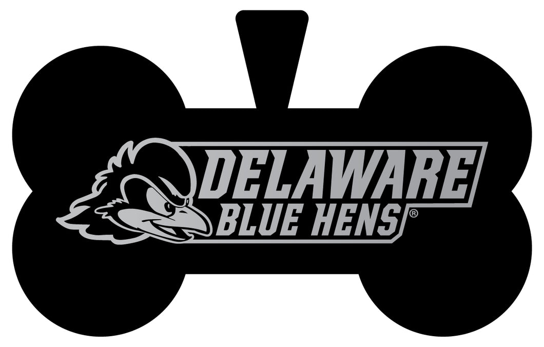Delaware Blue Hens Dog Tag Matte Black Bone-shaped Engraved Officially Licensed 