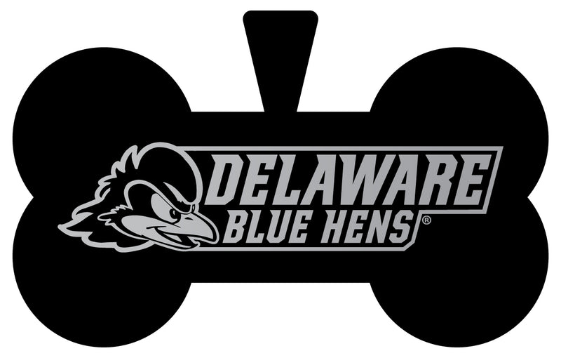 Delaware Blue Hens Dog Tag Matte Black Bone-shaped Engraved Officially Licensed 
