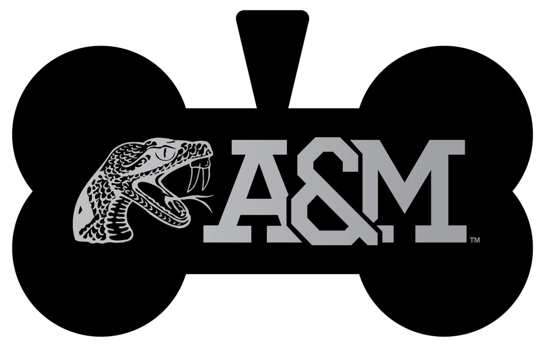 Florida A&M Rattlers Dog Tag Matte Black Bone-shaped Engraved Officially Licensed 