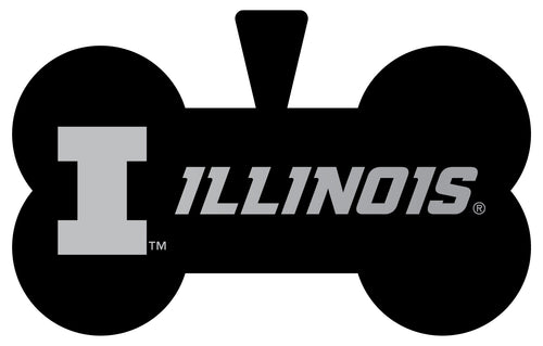 Illinois Fighting Illini Dog Tag Matte Black Bone-shaped Engraved Officially Licensed 