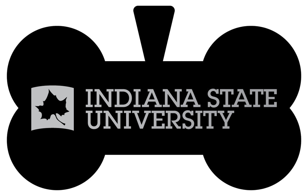 Indiana State University Dog Tag Matte Black Bone-shaped Engraved Officially Licensed 