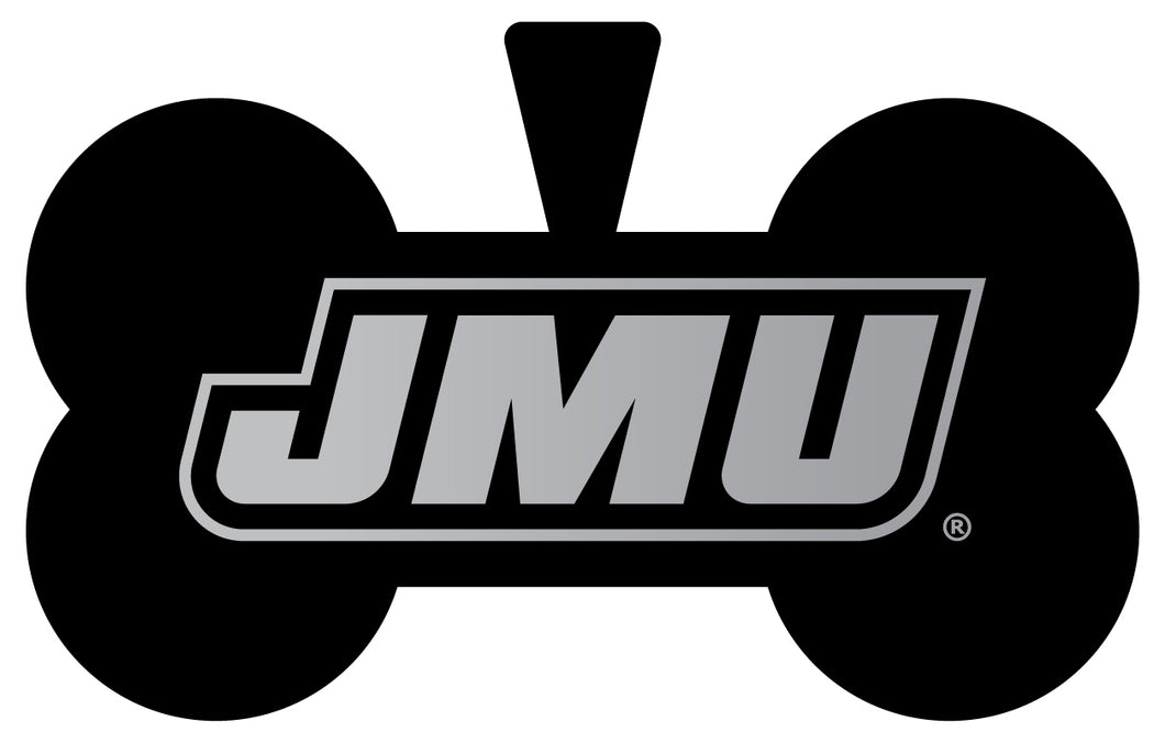 James Madison Dukes Dog Tag Matte Black Bone-shaped Engraved Officially Licensed 