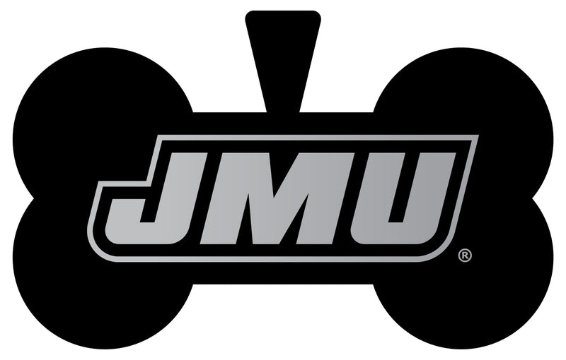 James Madison Dukes Dog Tag Matte Black Bone-shaped Engraved Officially Licensed 