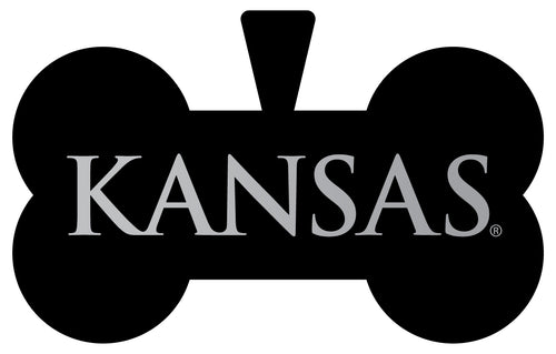 Kansas Jayhawks Dog Tag Matte Black Bone-shaped Engraved Officially Licensed 