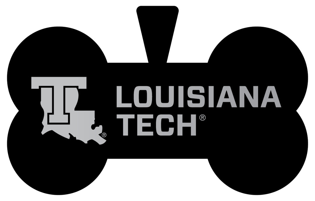 Louisiana Tech Bulldogs Dog Tag Matte Black Bone-shaped Engraved Officially Licensed 