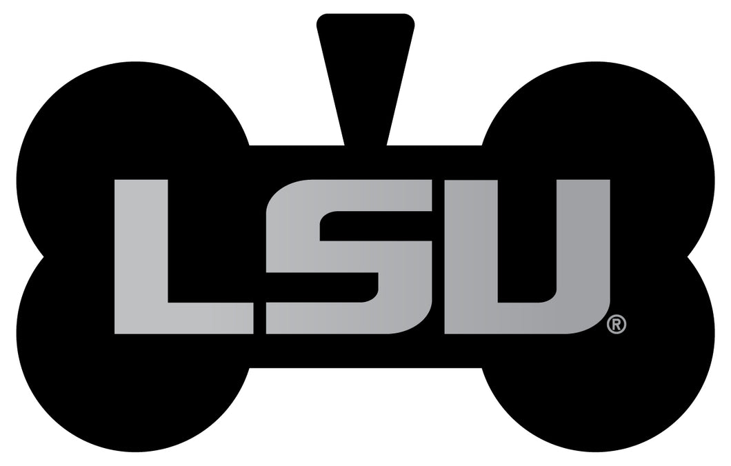 LSU Tigers Dog Tag Matte Black Bone-shaped Engraved Officially Licensed 