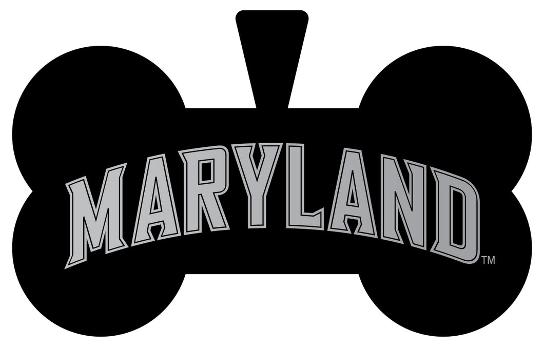 Maryland Terrapins Dog Tag Matte Black Bone-shaped Engraved Officially Licensed 