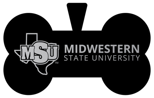 Midwestern State University Mustangs Dog Tag Matte Black Bone-shaped Engraved Officially Licensed 