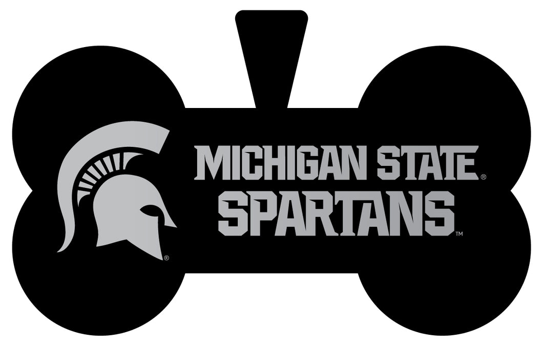 Michigan State Spartans Dog Tag Matte Black Bone-shaped Engraved Officially Licensed 