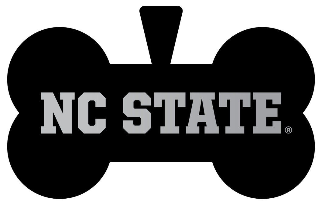 NC State Wolfpack Dog Tag Matte Black Bone-shaped Engraved Officially Licensed 