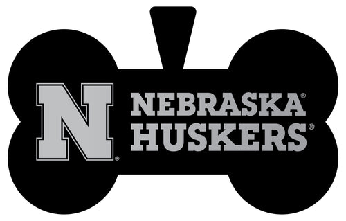 Nebraska Cornhuskers Dog Tag Matte Black Bone-shaped Engraved Officially Licensed 