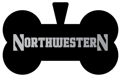 Northwestern University Wildcats Dog Tag Matte Black Bone-shaped Engraved Officially Licensed 