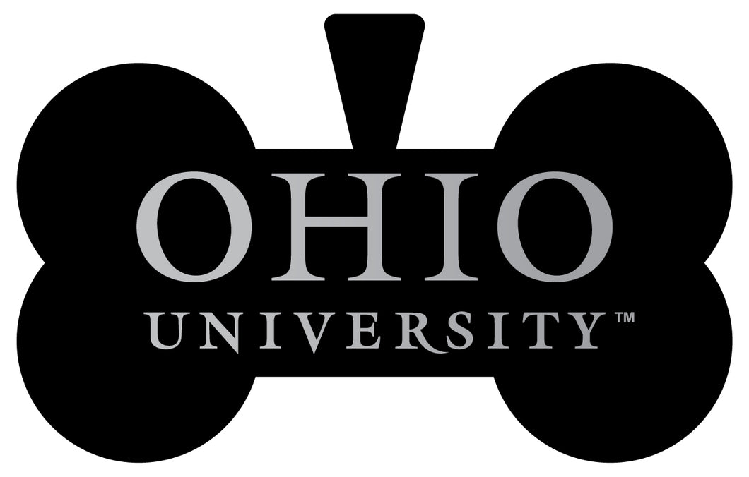 Ohio University Dog Tag Matte Black Bone-shaped Engraved Officially Licensed 
