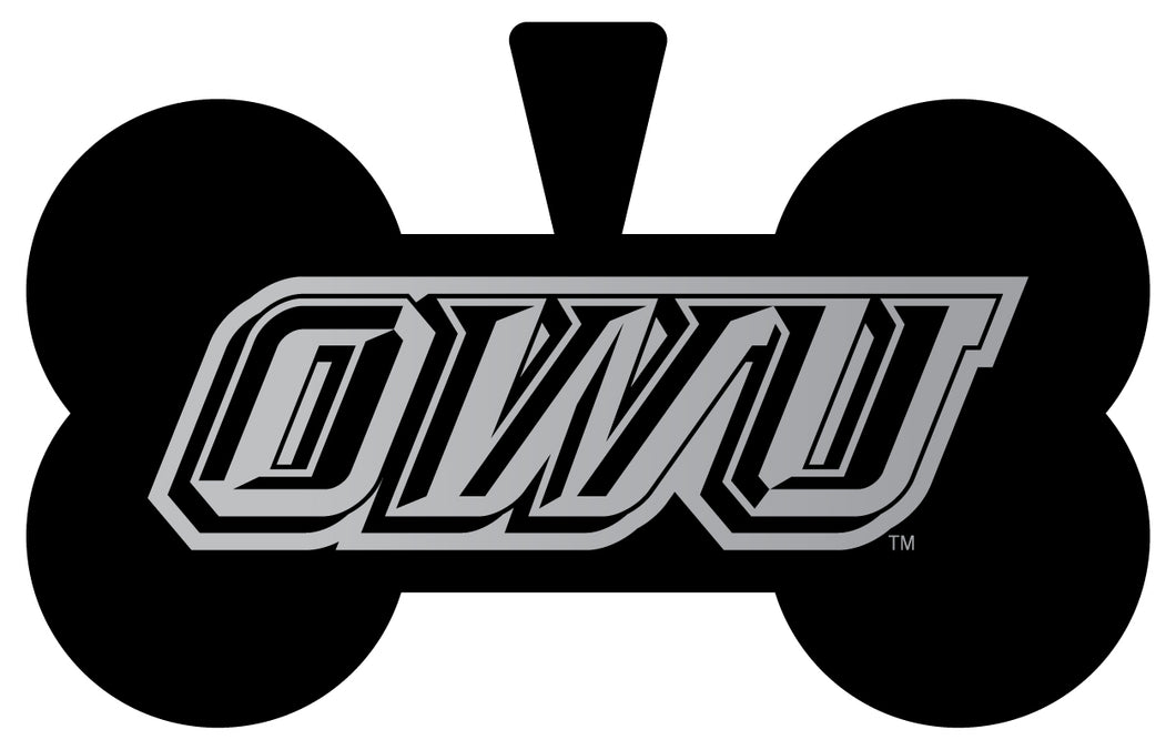 Ohio Wesleyan University Dog Tag Matte Black Bone-shaped Engraved Officially Licensed 