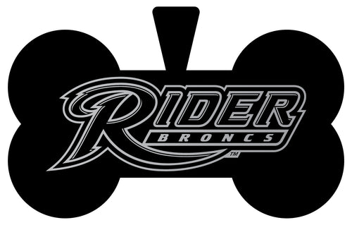 Rider University Broncs Dog Tag Matte Black Bone-shaped Engraved Officially Licensed 